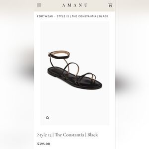 BRAND NEW Amanu Style 12 Constantia Black Strappy Flat Sandal | size 6 / 36
